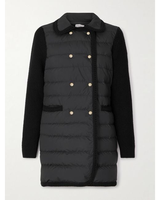 Moncler Black Double-Breasted Wool And Cashmere-Blend And Quilted Shell Down Cardigan
