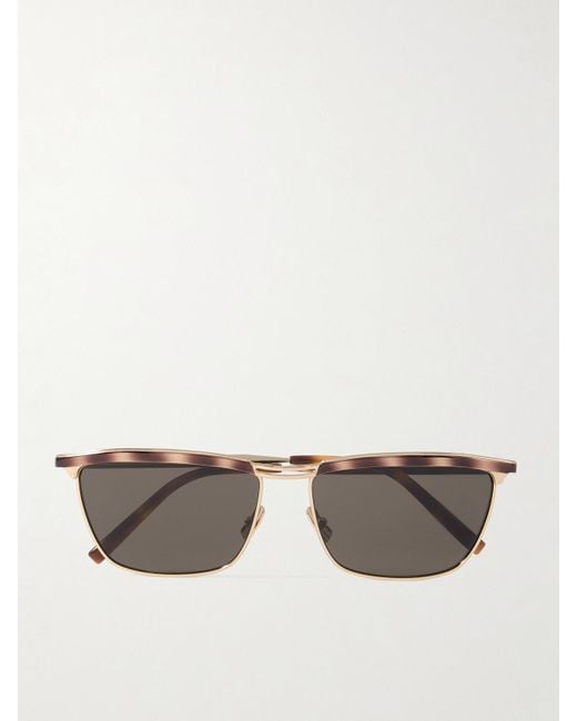 Saint Laurent Gray Joe D-Frame Tortoiseshell Acetate And-Tone Sunglasses