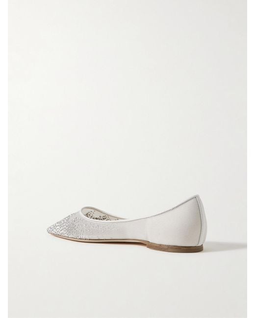 Jimmy Choo Natural Love Flache Schuhe Mit Spitzer Kappe Aus Mesh Mit Kristallen