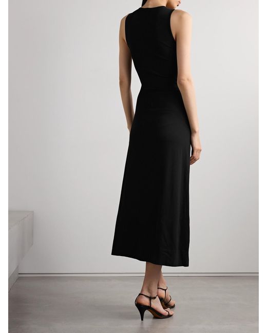Altuzarra Black Saralien Embellished Gathered Jersey Midi Dress