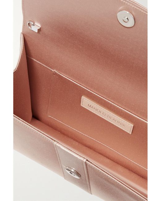 Manolo Blahnik Natural Capri Crystal-Embellished Satin Clutch