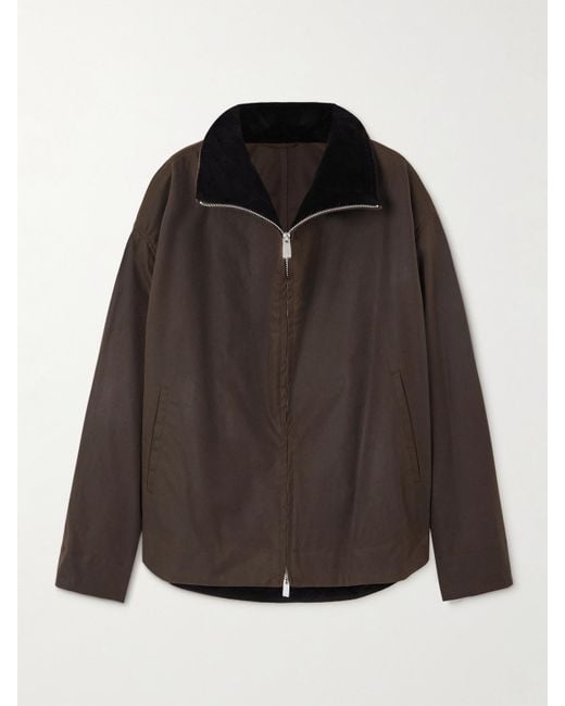 Veste En Coton Biologique Ciré À Finitions En Velours Côtelé Totême  en coloris Black