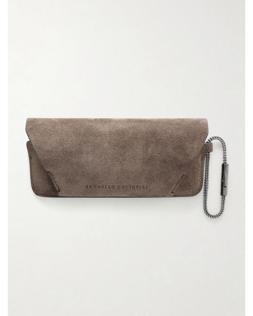 Brunello Cucinelli Brown Suede Glasses Case