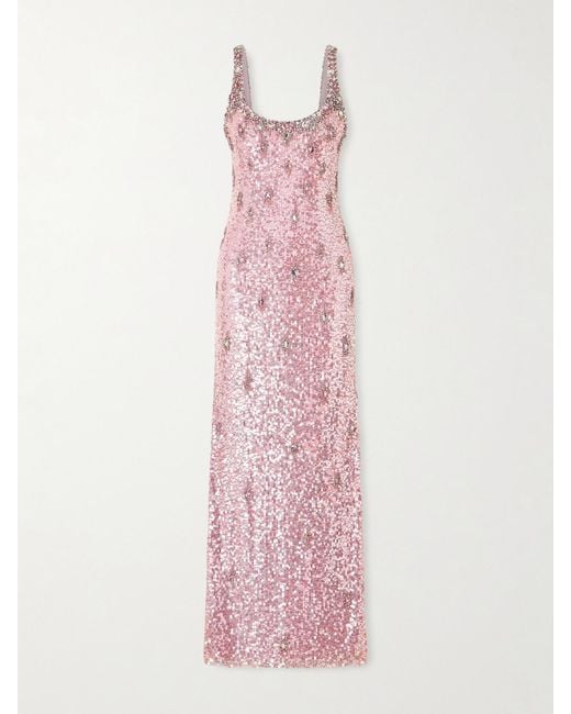 Jenny Packham Pink Eza Embellished Mesh Gown