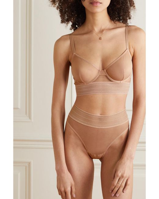 Else Natural Bare Stretch-Tulle Underwired Bra