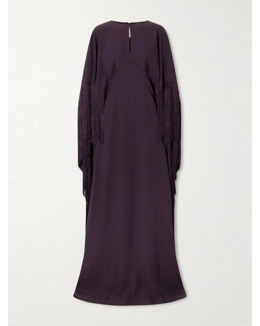 Taller Marmo Purple 1974 Cutout Fringed Crepe Gown