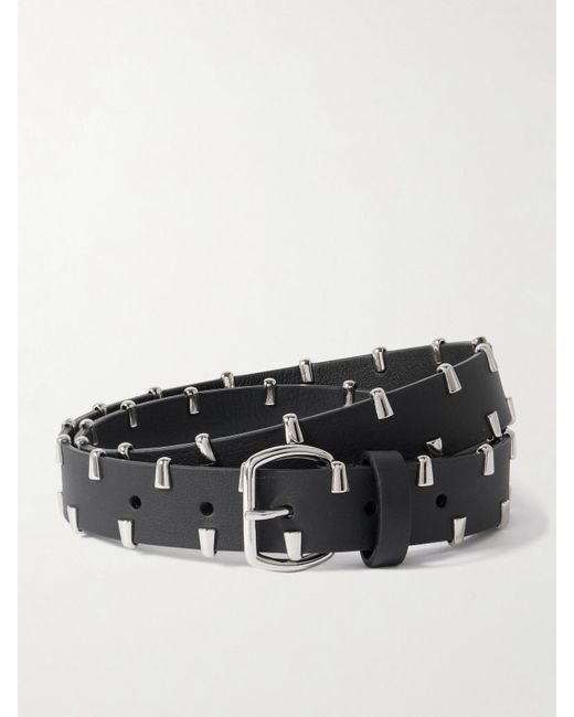 Andersons Black Studded Leather Belt