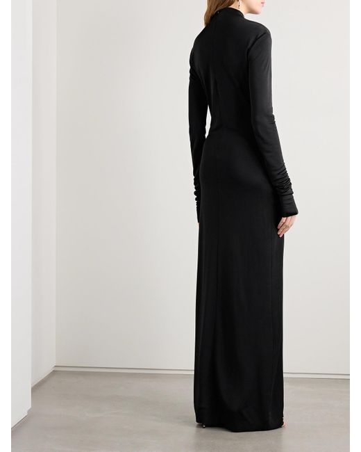 Khaite Black Norla Jersey Turtleneck Gown