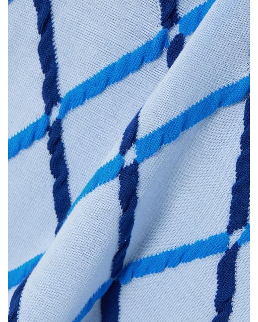 Marni Blue Argyle Knitted Wool And Silk-Blend Sweater