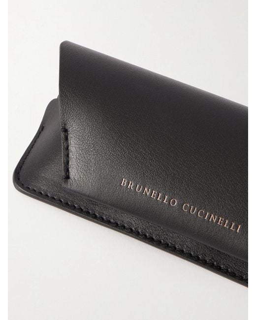 Brunello Cucinelli Black Leather Glasses Case