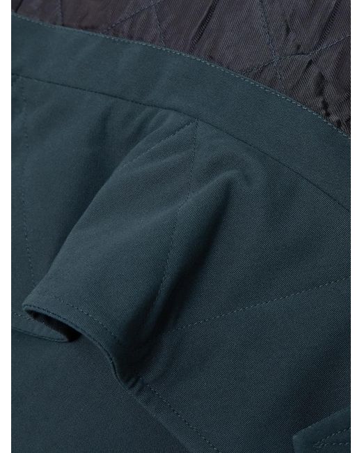 Dries Van Noten Blue Oversized Cropped Quilted Shell-Trimmed Cotton-Canvas Bomber Jacket