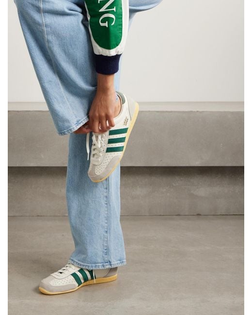 Adidas Originals Green Japan Sneakers Aus Leder Mit Perforationen Und Velourslederbesätzen