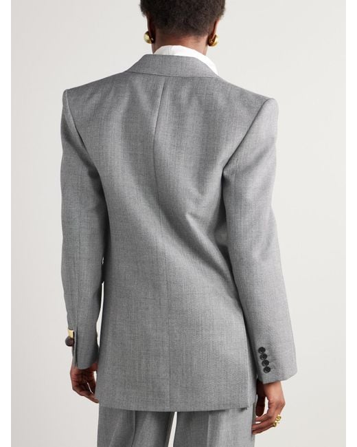 Saint Laurent Gray Double-Breasted Wool-Twill Blazer