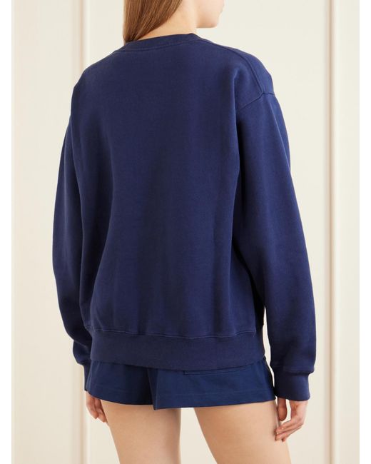 Sporty & Rich Blue Logo-Embroidered Cotton-Jersey Sweatshirt
