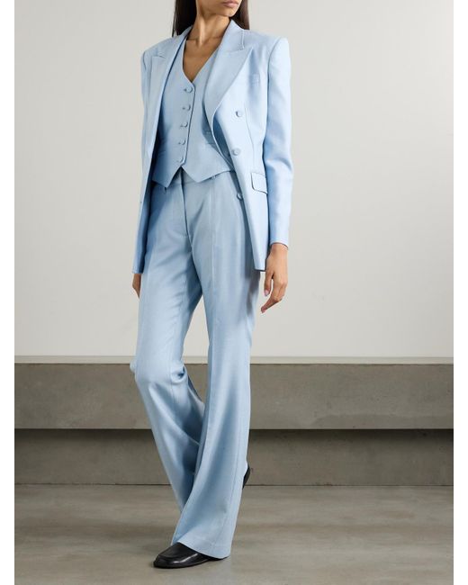 Gabriela Hearst Blue Coleridge Wool, Silk And Linen-Blend Vest