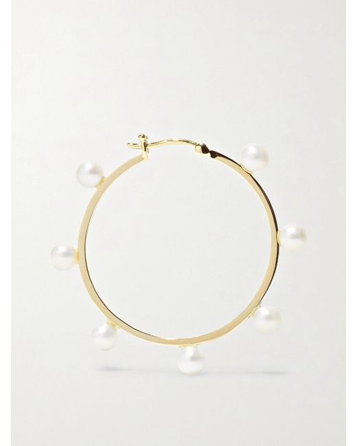 Mateo Natural Large Dot 14-Karat Pearl Hoop Earrings