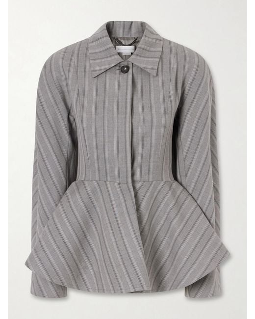 Stella McCartney Gray Striped Flared Wool Blazer