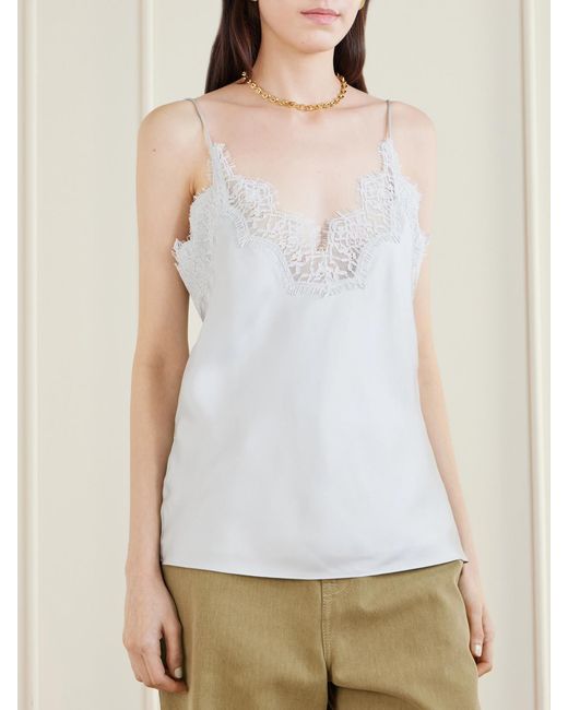 Rohe White Lace-Trimmed Silk Camisole