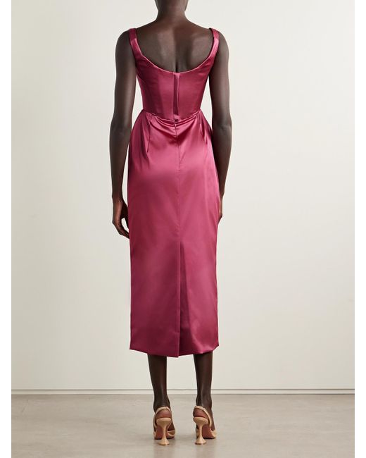 Vivienne Westwood Suzie Draped Satin Midi Dress in Red | Lyst