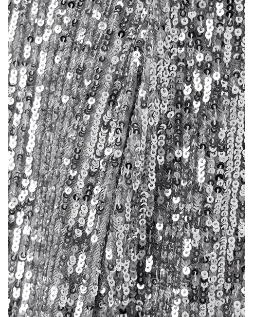 Rabanne Gray Sequined Tulle Turtleneck Top