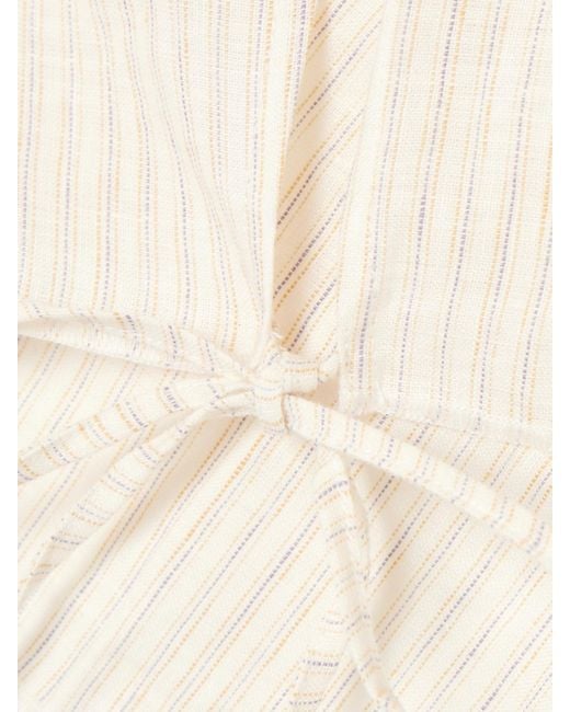 Deiji Studios Natural Babylock Pyjama Aus Gestreiftem Leinen Mit Schleifen