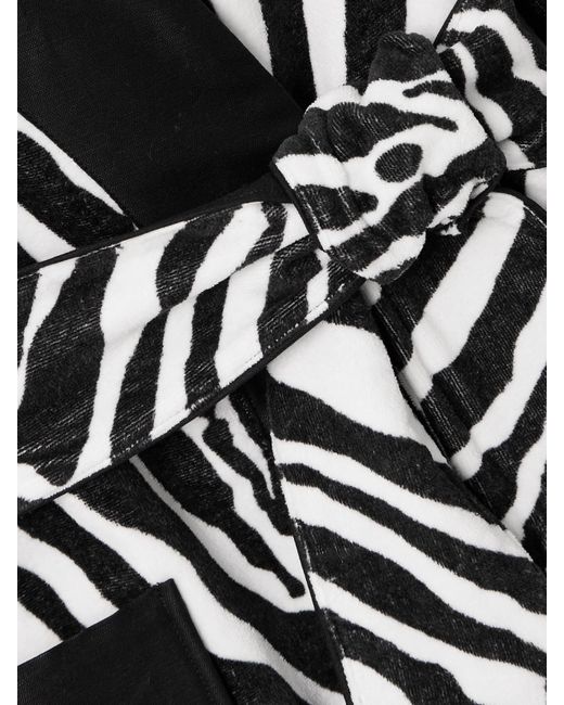 Dolce & Gabbana Black Belted Zebra-Print Cotton-Terry Robe