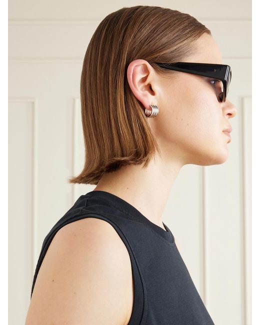 THISTLES Black The Suede Square-Frame Acetate Sunglasses