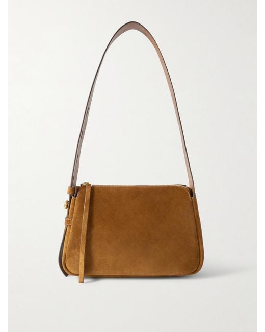Tory Burch White Romy Small Suede Shoulder Bag