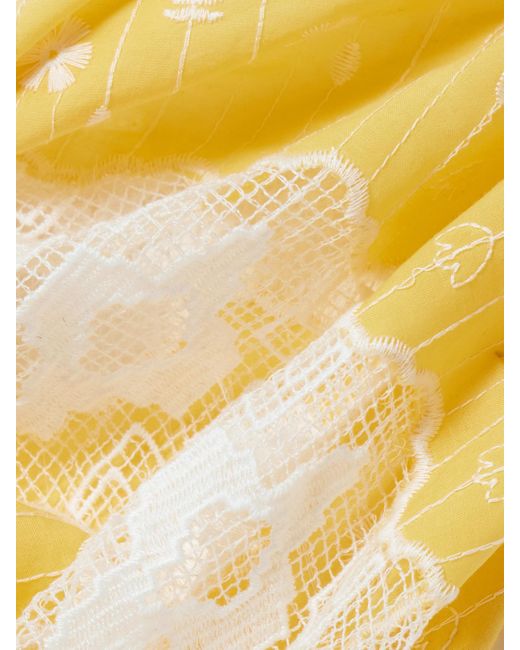 Paréo En Voile De Coton Et En Dentelle À Broderies Et À Franges Julia Miguelina en coloris Metallic