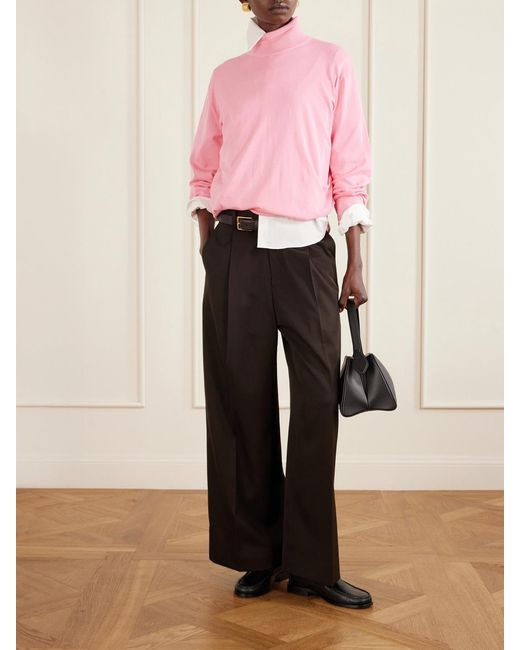 Tibi Pink Cotton Turtleneck Sweater