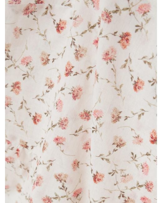 Posse Natural Charlotte Lace-Trimmed Floral-Print Cotton Top