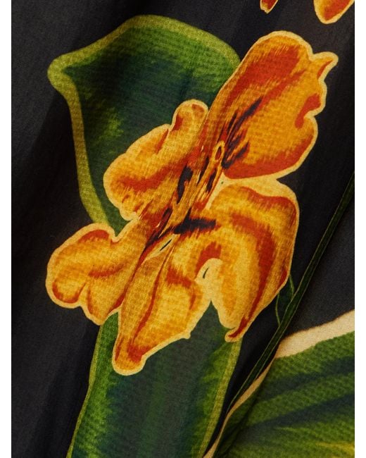 Agua Bendita Black Lavanda Cordillera Floral-Print Cotton And Silk-Blend Voile Pareo
