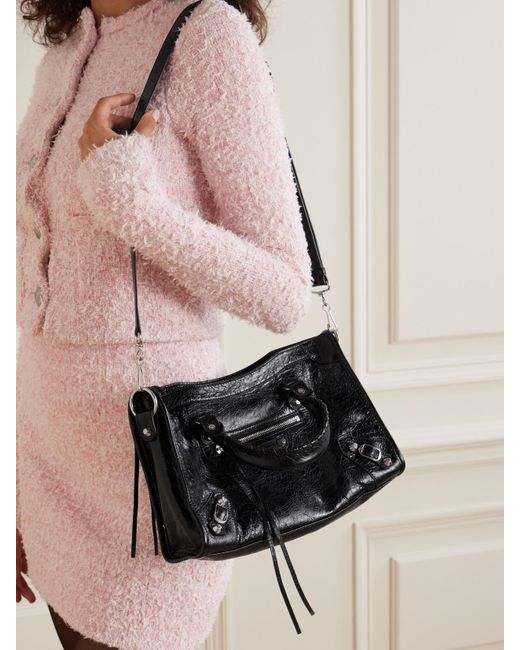 Balenciaga Black Le City Kleine Tote Aus Strukturiertem Leder Mit Verzierungen