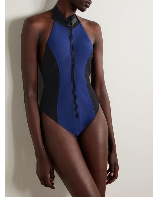 Lisa Marie Fernandez Blue The Lisa Marie Open-Back Neoprene Swimsuit