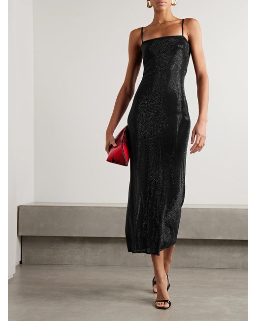 Alexander Wang Black Crystal-Embellished Jersey Midi Dress