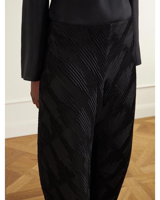 Rohe Black Plissé Satin Tapered Pants