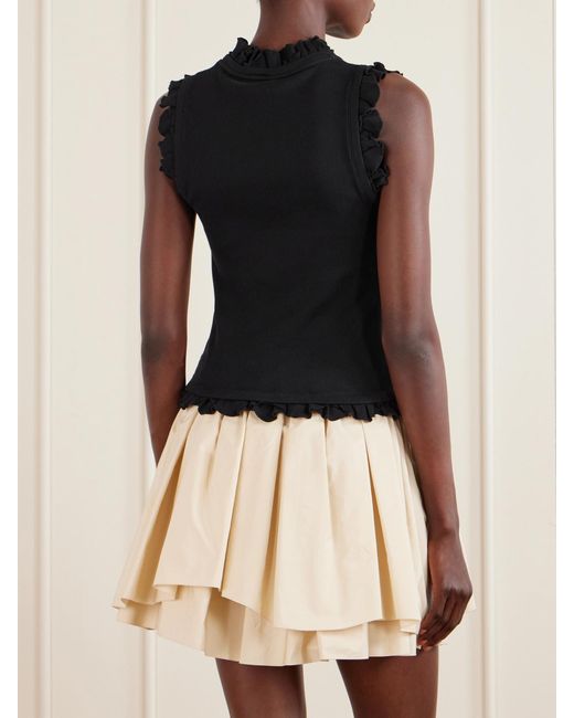 Loewe Black Paula's Ibiza Ruffled Cotton-Blend Tank Top