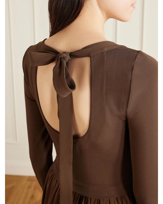 Polo Ralph Lauren Brown Jersey Tie-Back Maxi Dress
