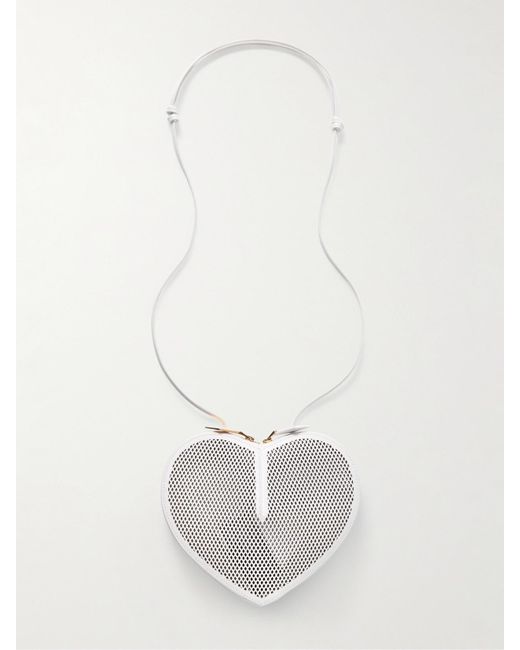 Alaïa White Le Coeur Schultertasche Aus Lasergeschnittenem Leder