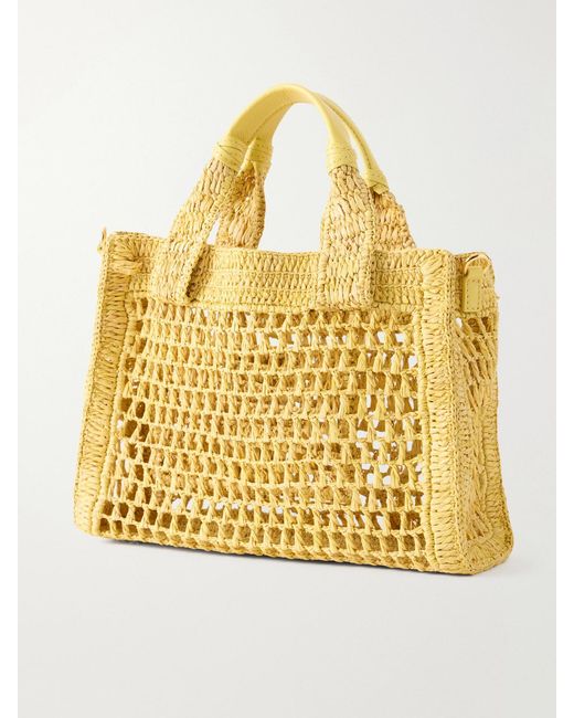 Chloé Metallic Summer Banana Leather-Trimmed Raffia Tote Bag