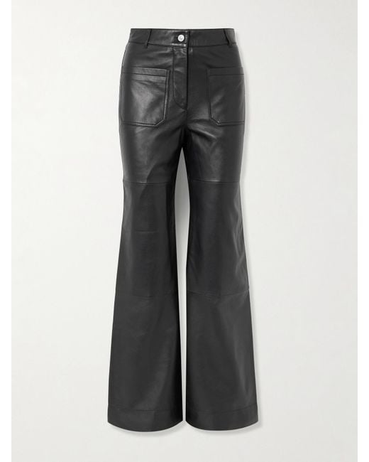 Victoria Beckham Gray Alina Leather Flared Pants