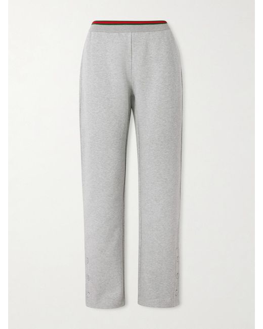 Gucci Gray Cotton-Blend Jersey Track Pants