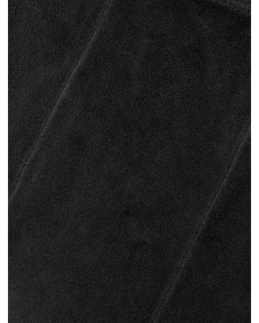 Suzie Kondi Black Fili Cropped Cotton-Blend Velour Flared Pants