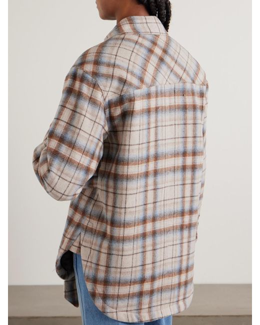 Veronica Beard Natural Mikaela Jacke Aus Kariertem Flanell Mit Bindegürtel