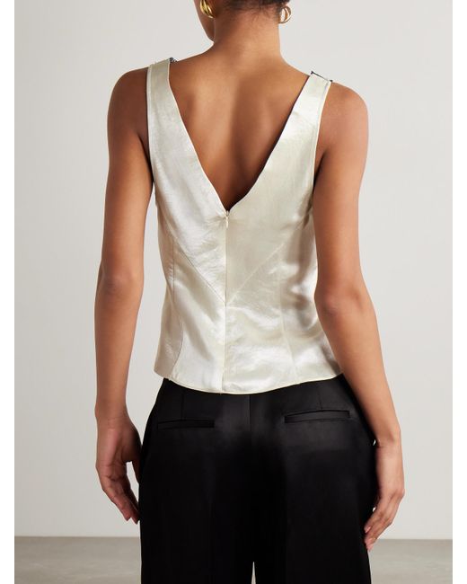 Maria McManus Black Satin-Twill And Corded Lace Camisole