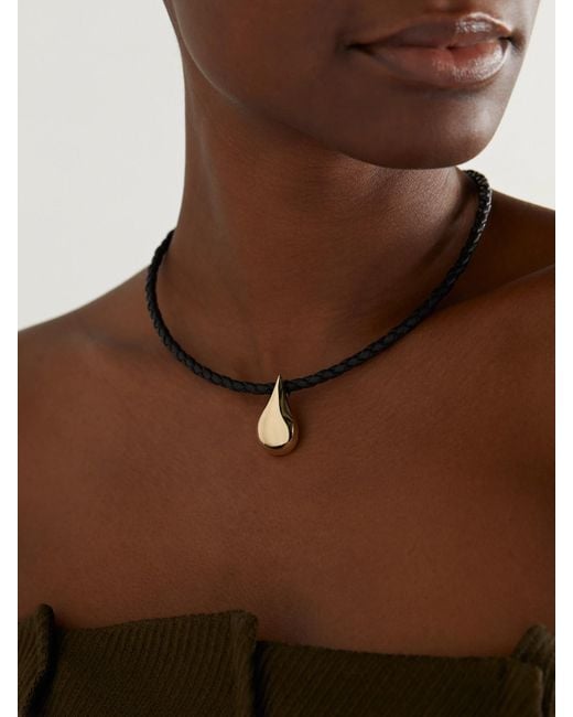 Mateo Natural Water Droplet Leather And 14-Karat Necklace