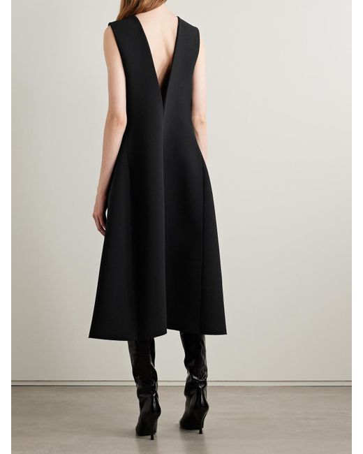Khaite Black Medow Crepe Midi Dress