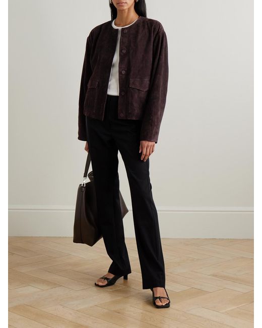 St. Agni Black Utility Cocoon Suede Jacket