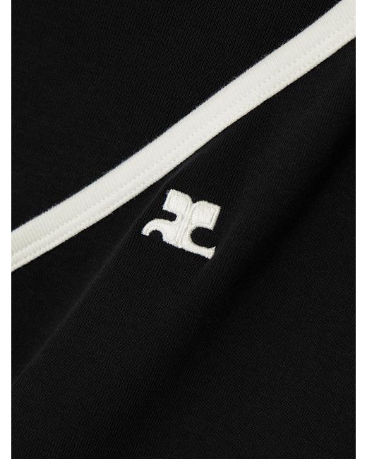 Courreges Black Slash Zweifarbiges, Asymmetrisches Minikleid Aus Baumwoll-Jersey Mit Applikation