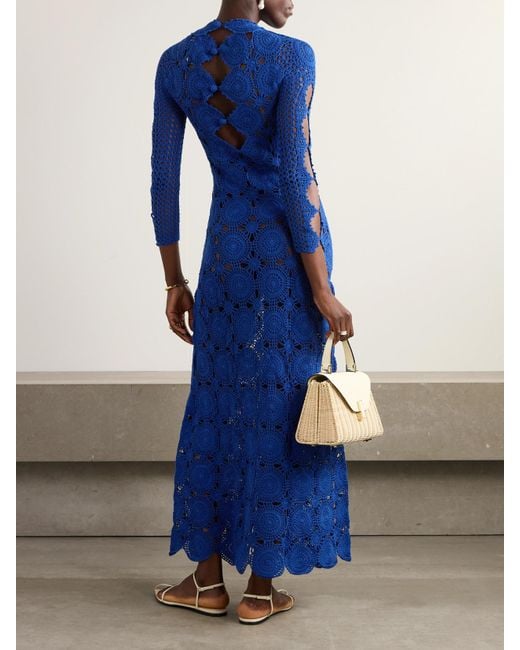 Escvdo Blue Jules Crocheted Cotton Maxi Dress